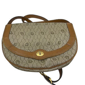 Dior Honeycomb Saddle Beige Canvas Shoulder Bag